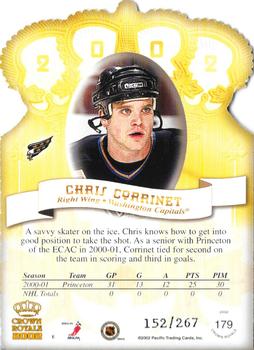 2001-02 Pacific Crown Royale #179 Chris Corrinet Back