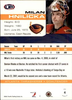2001-02 Pacific Heads Up #4 Milan Hnilicka Back