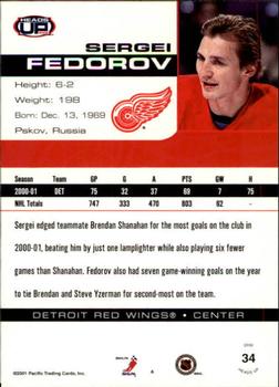 2001-02 Pacific Heads Up #34 Sergei Fedorov Back