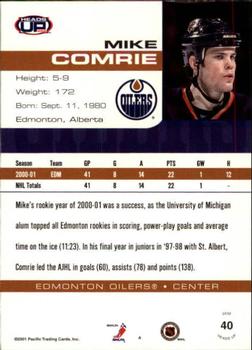 2001-02 Pacific Heads Up #40 Mike Comrie Back