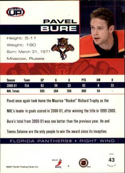 2001-02 Pacific Heads Up #43 Pavel Bure Back