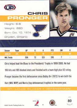 2001-02 Pacific Heads Up #80 Chris Pronger Back