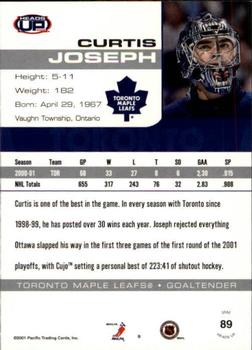 2001-02 Pacific Heads Up #89 Curtis Joseph Back
