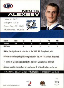 2001-02 Pacific Heads Up #119 Nikita Alexeev Back