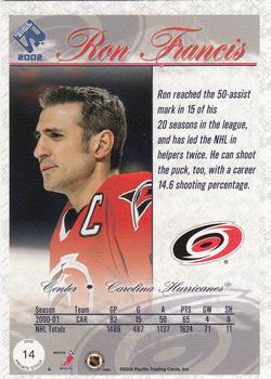 2001-02 Pacific Private Stock #14 Ron Francis Back