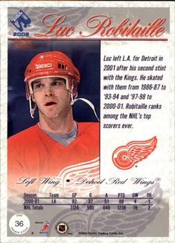 2001-02 Pacific Private Stock #36 Luc Robitaille Back