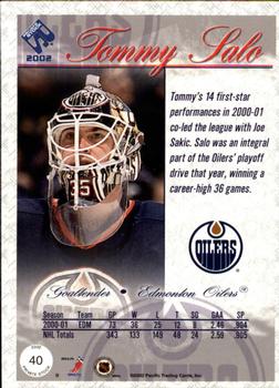 2001-02 Pacific Private Stock #40 Tommy Salo Back
