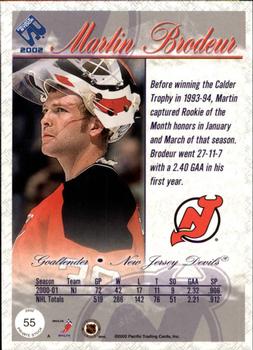 2001-02 Pacific Private Stock #55 Martin Brodeur Back