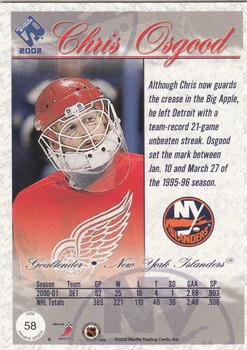 2001-02 Pacific Private Stock #58 Chris Osgood Back