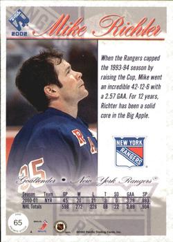 2001-02 Pacific Private Stock #65 Mike Richter Back