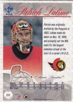 2001-02 Pacific Private Stock #69 Patrick Lalime Back
