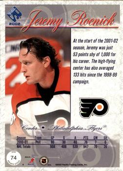 2001-02 Pacific Private Stock #74 Jeremy Roenick Back