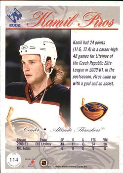 2001-02 Pacific Private Stock #114 Kamil Piros Back
