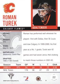 2001-02 Pacific Private Stock Titanium #22 Roman Turek Back