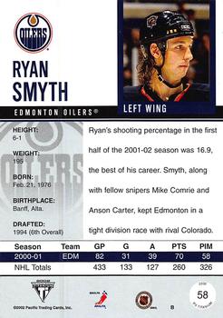 2001-02 Pacific Private Stock Titanium #58 Ryan Smyth Back
