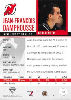 2001-02 Pacific Private Stock Titanium #83 Jean-Francois Damphousse Back