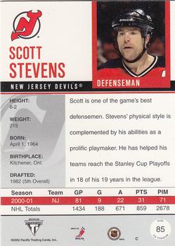 2001-02 Pacific Private Stock Titanium #85 Scott Stevens Back
