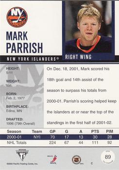 2001-02 Pacific Private Stock Titanium #89 Mark Parrish Back