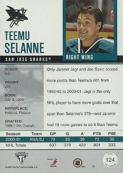 2001-02 Pacific Private Stock Titanium #124 Teemu Selanne Back