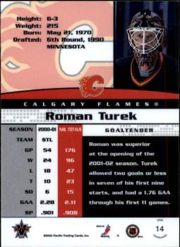 2001-02 Pacific Vanguard #14 Roman Turek Back