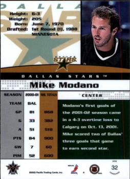 2001-02 Pacific Vanguard #32 Mike Modano Back