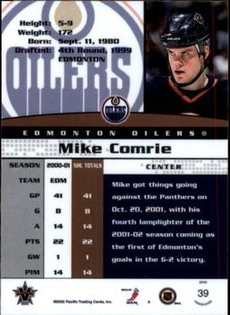 2001-02 Pacific Vanguard #39 Mike Comrie Back