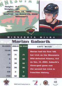 2001-02 Pacific Vanguard #48 Marian Gaborik Back