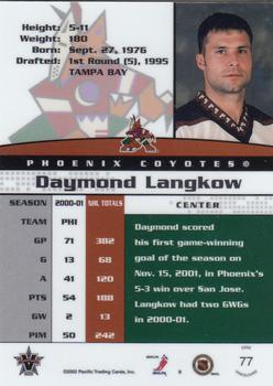 2001-02 Pacific Vanguard #77 Daymond Langkow Back