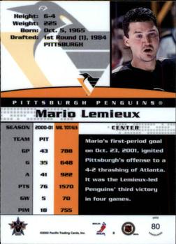 2001-02 Pacific Vanguard #80 Mario Lemieux Back