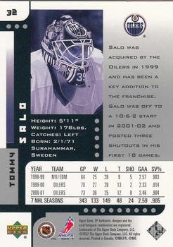 2001-02 SP Authentic #32 Tommy Salo Back