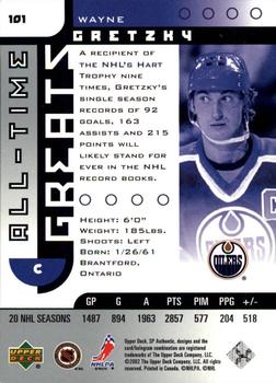 2001-02 SP Authentic #101 Wayne Gretzky Back