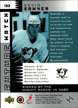 2001-02 SP Authentic #133 Kevin Sawyer Back