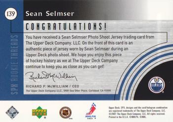 2001-02 SPx #139 Sean Selmser Back