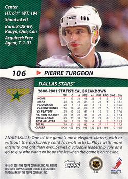 2001-02 Stadium Club #106 Pierre Turgeon Back