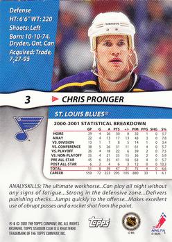 2001-02 Stadium Club #3 Chris Pronger Back