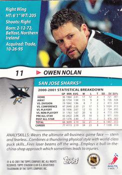 2001-02 Stadium Club #11 Owen Nolan Back