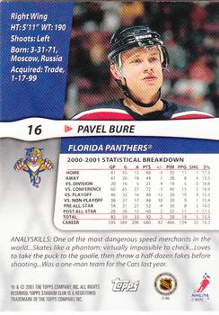 2001-02 Stadium Club #16 Pavel Bure Back