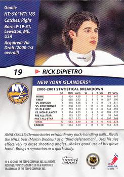 2001-02 Stadium Club #19 Rick DiPietro Back