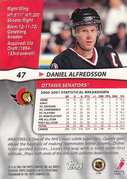 2001-02 Stadium Club #47 Daniel Alfredsson Back