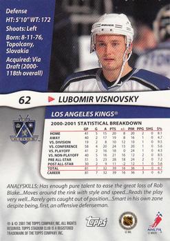 2001-02 Stadium Club #62 Lubomir Visnovsky Back