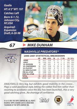 2001-02 Stadium Club #67 Mike Dunham Back