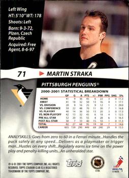 2001-02 Stadium Club #71 Martin Straka Back