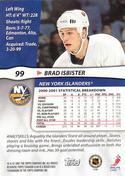 2001-02 Stadium Club #99 Brad Isbister Back