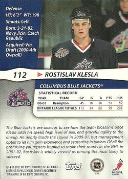 2001-02 Stadium Club #112 Rostislav Klesla Back