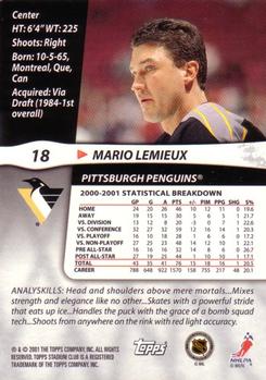 2001-02 Stadium Club #18 Mario Lemieux Back