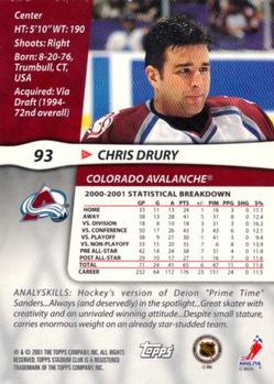 2001-02 Stadium Club #93 Chris Drury Back