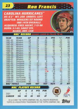 2001-02 Topps #23 Ron Francis Back