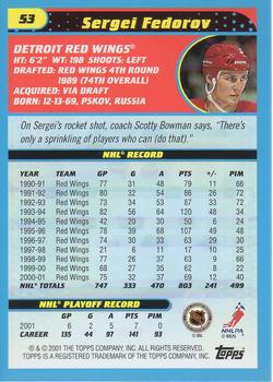 2001-02 Topps #53 Sergei Fedorov Back