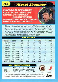 2001-02 Topps #186 Alexei Zhamnov Back