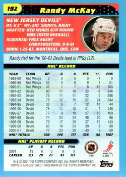 2001-02 Topps #192 Randy McKay Back